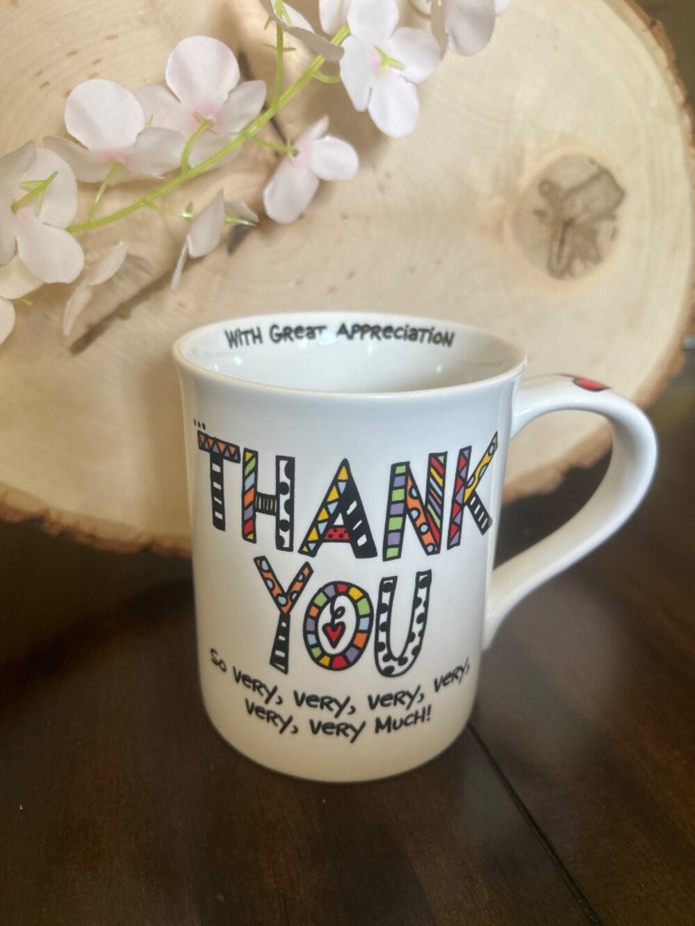 Our Name Is Mud Thank You Mug With Gratitude & Heart Design Dishwasher Safe